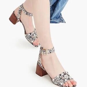 J. Crew Liberty Floral Jeweled Stacked Block Heel
